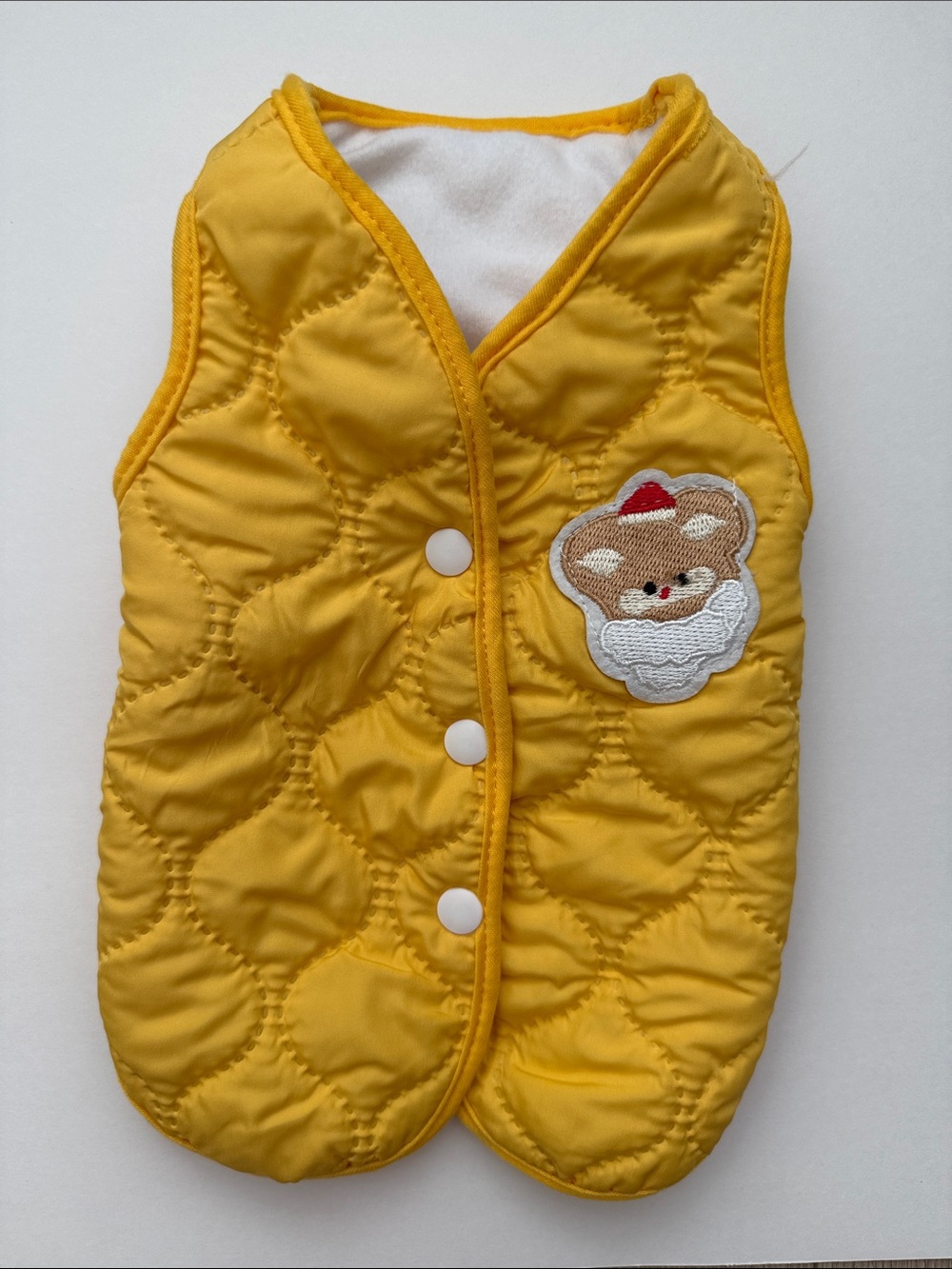 Dog Yellow Quilted Vest with Bear Patch